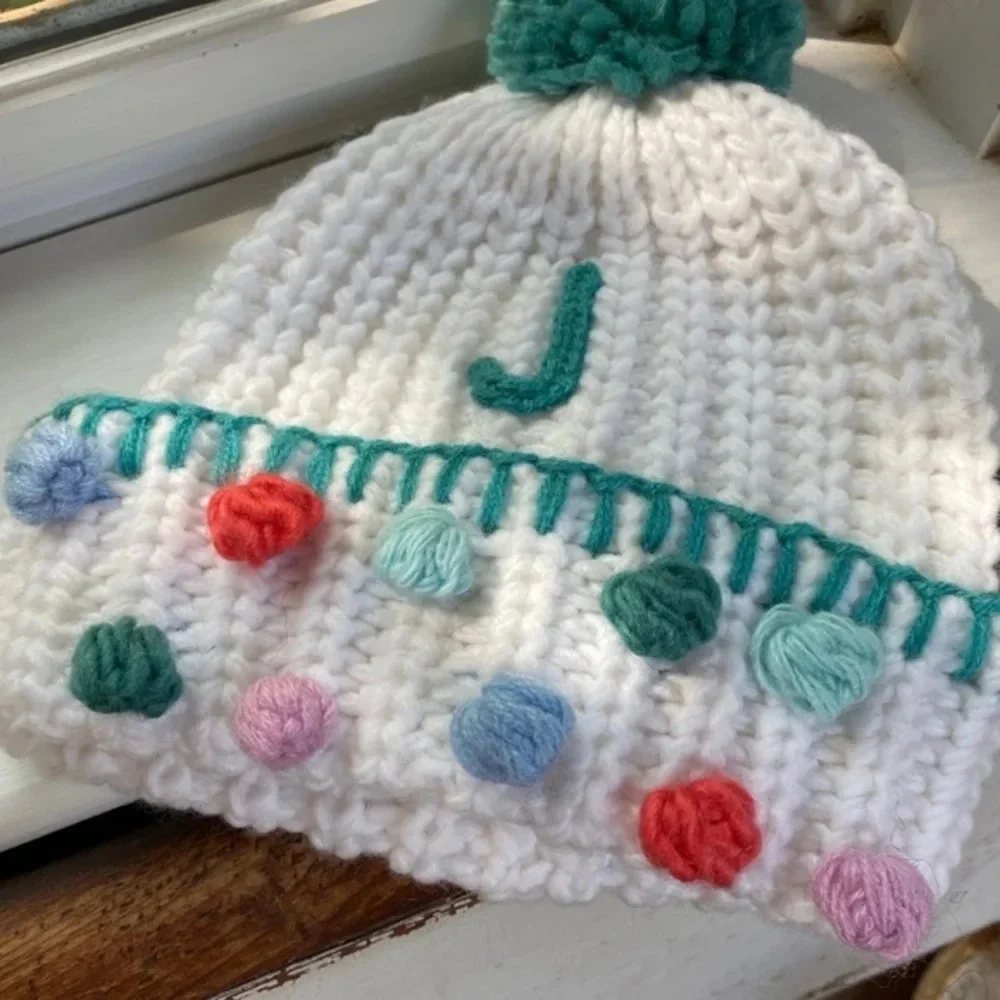 Anthropologie Monogram Pom Toddler Beanie